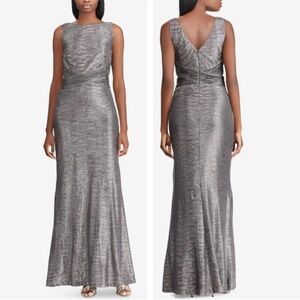 ▫️NWT Ralph Lauren Metallic Silver Evening Gown 10